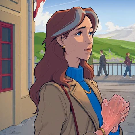 Fumetto: una donna si tiene le mani affette da artrite