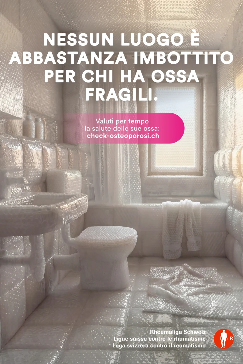 Un bagno avvolto nella pellicola a bolle d’aria.